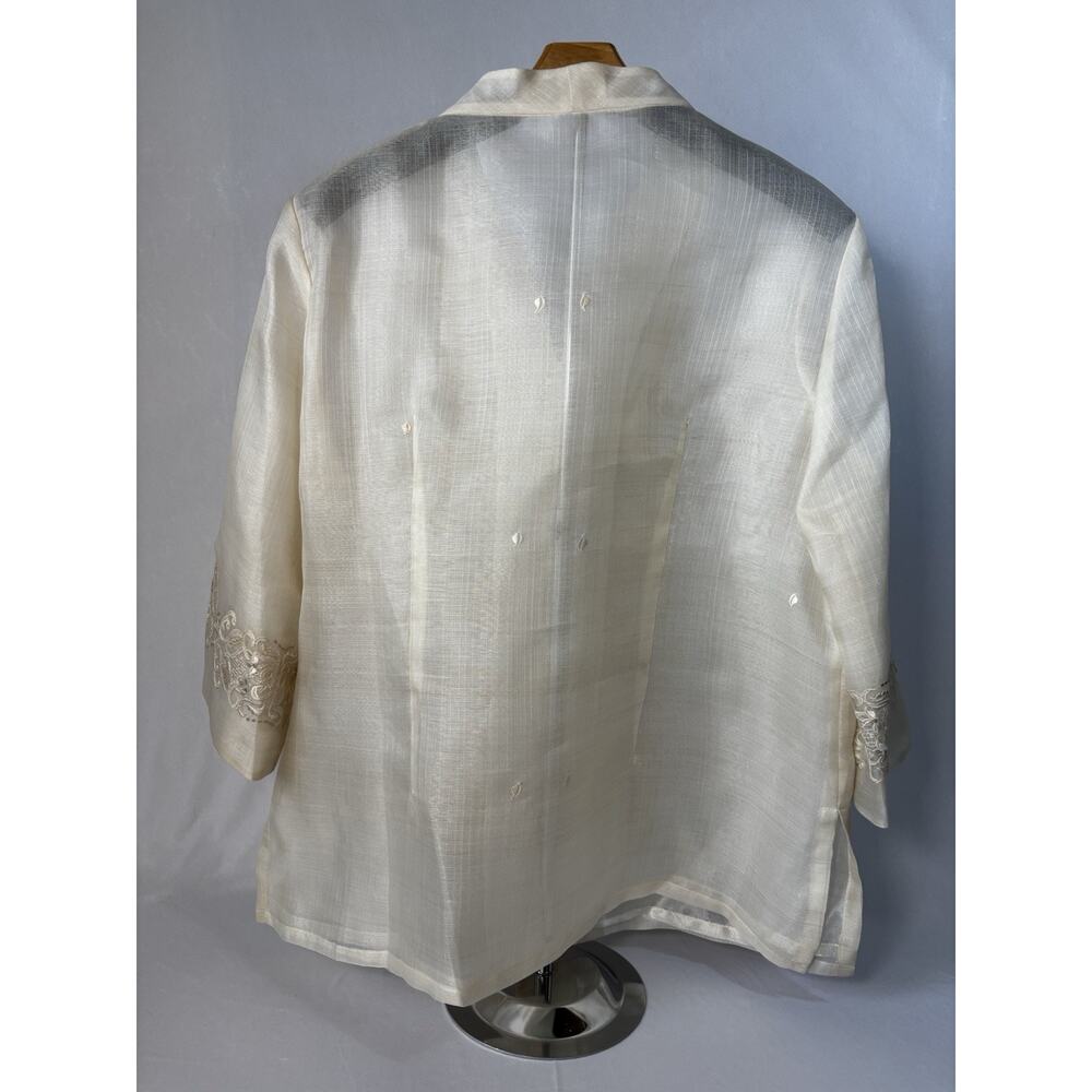 Raffaella 3X Sheer Embroidered Jacket Pearl Button Formal Top See Photos For Fit - Picture 8 of 16